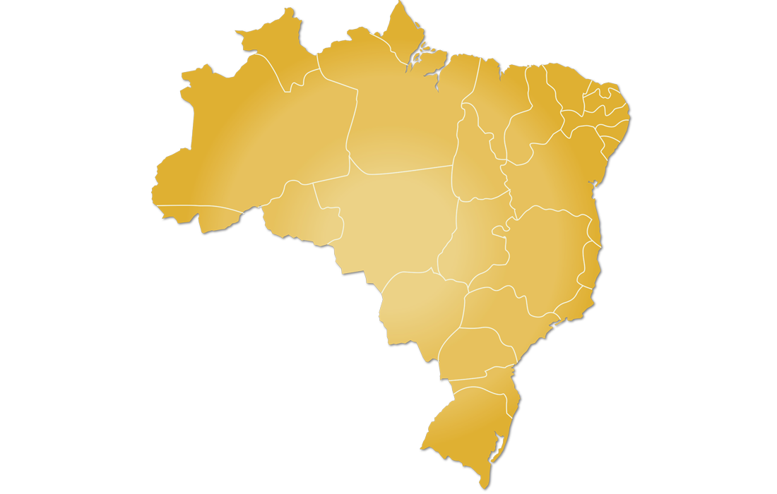 Mapa do Brasil com os estados de atuação da RA Reguladora